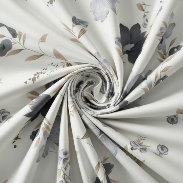 Floral Print White Colour Glace Cotton 160TC Queen Size Double Bedsheet with 2 Pillow Covers - Image 4
