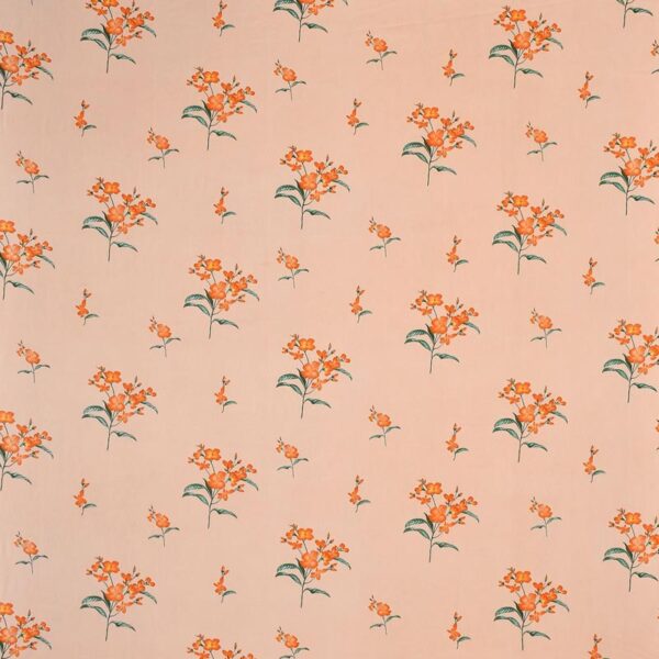 Floral Print Orange Colour Glace Cotton 210TC Queen Size Double Bedsheet with 2 Pillow Covers ( 90" X100")