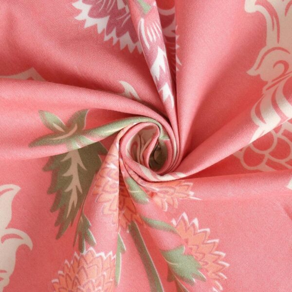 Floral Print Pink Green Colour Glace Cotton 210TC Queen Size Double Bedsheet with 2 Pillow Covers - Image 3