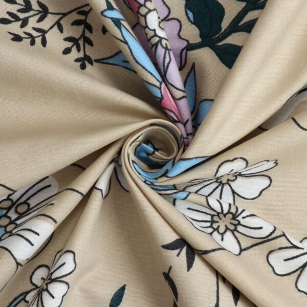 Floral Print Multi Colour Glace Cotton 160TC Queen Size Double Bedsheet with 2 Pillow Covers - Image 4