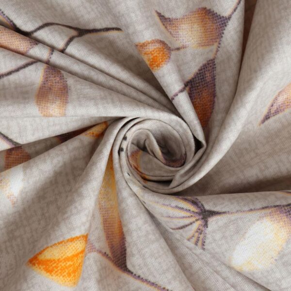 Floral Print Beige Colour Glace Cotton 160TC Queen Size Double Bedsheet with 2 Pillow Covers - Image 4