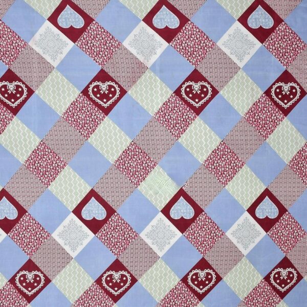 Geometric Print Blue Red Colour Glace Cotton 160TC Queen Size Double Bedsheet with 2 Pillow Covers - Image 3