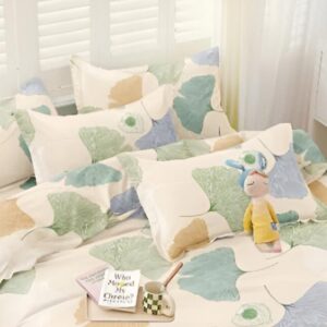 Floral Print Beige Colour Glace Cotton 160TC Queen Size Double Bedsheet with 2 Pillow Covers