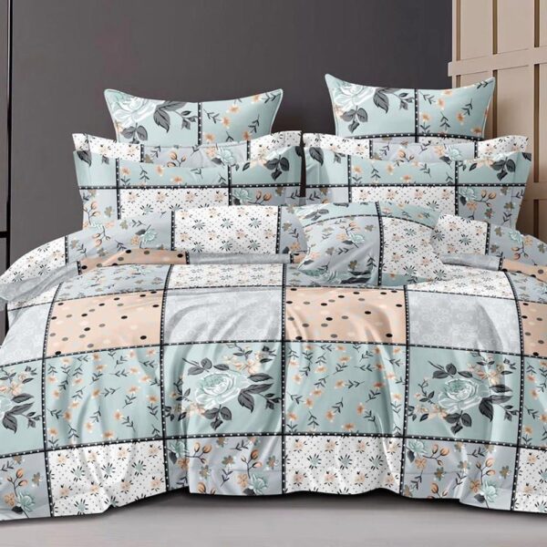 Floral Print Light Multi Colour Glace Cotton 160TC Queen Size Double Bedsheet with 2 Pillow Covers