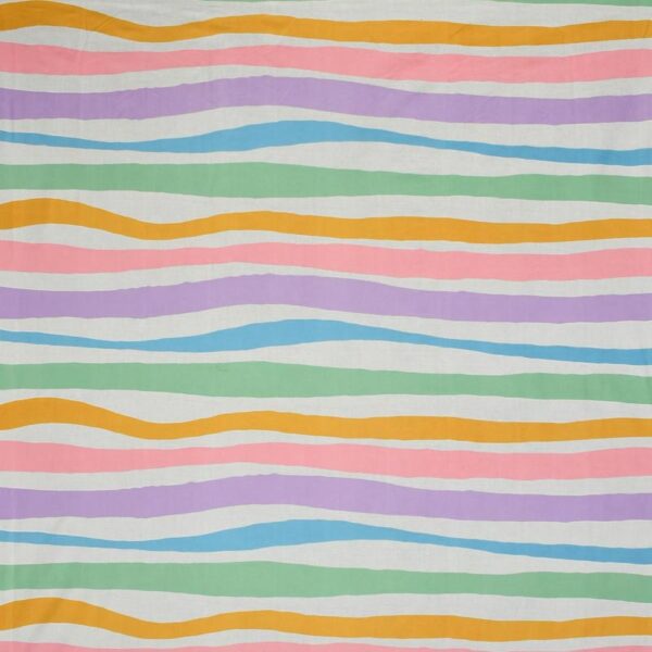 Stripe Print Multi Colour Glace Cotton 160TC Queen Size Double Bedsheet with 2 Pillow Covers - Image 4