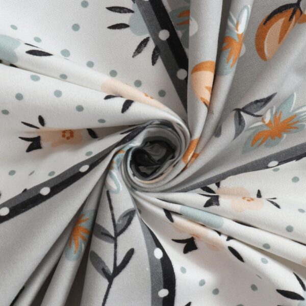 Floral Print Light Multi Colour Glace Cotton 160TC Queen Size Double Bedsheet with 2 Pillow Covers - Image 4