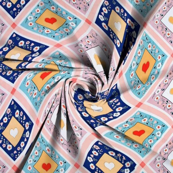 Geometric Print Multi Colour Glace Cotton 160TC Queen Size Double Bedsheet with 2 Pillow Covers - Image 6