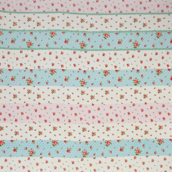 Floral Print Blue Pink Colour Glace Cotton 160TC Queen Size Double Bedsheet with 2 Pillow Covers - Image 4