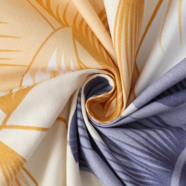 Floral Print Light Purple Yellow Colour Glace Cotton 160TC Queen Size Double Bedsheet with 2 Pillow Covers - Image 4