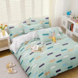 Stripe Print Green Colour Glace Cotton 160TC Queen Size Double Bedsheet with 2 Pillow Covers