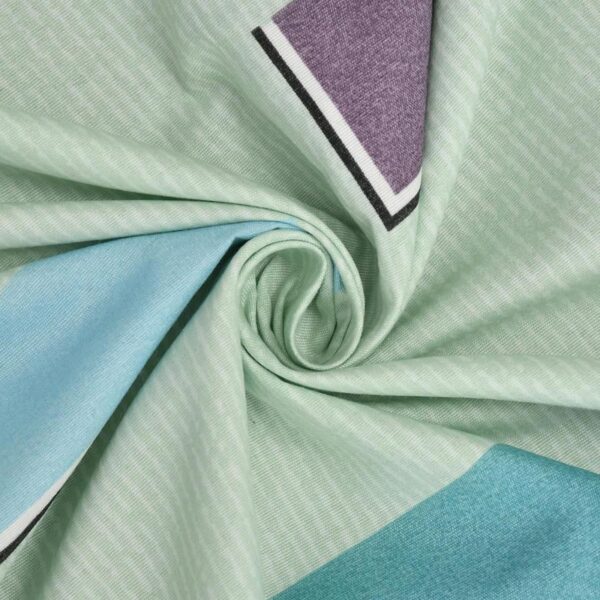 Stripe Print Green Colour Glace Cotton 160TC Queen Size Double Bedsheet with 2 Pillow Covers - Image 4